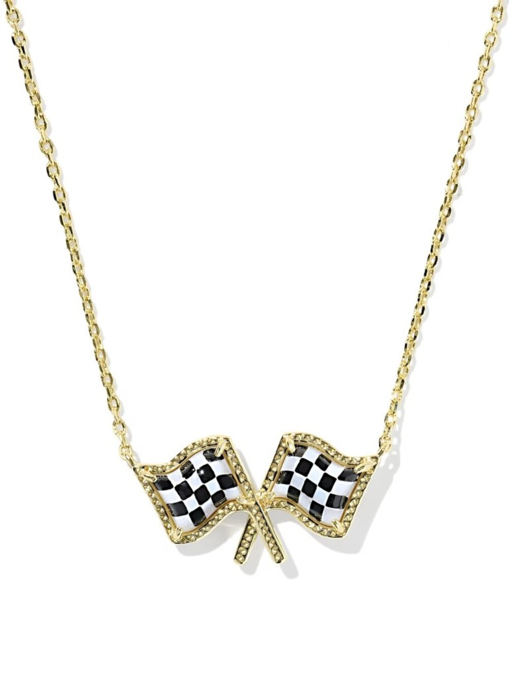 Kendra Scott x Checkered Flag Gold Short Pendant Necklace